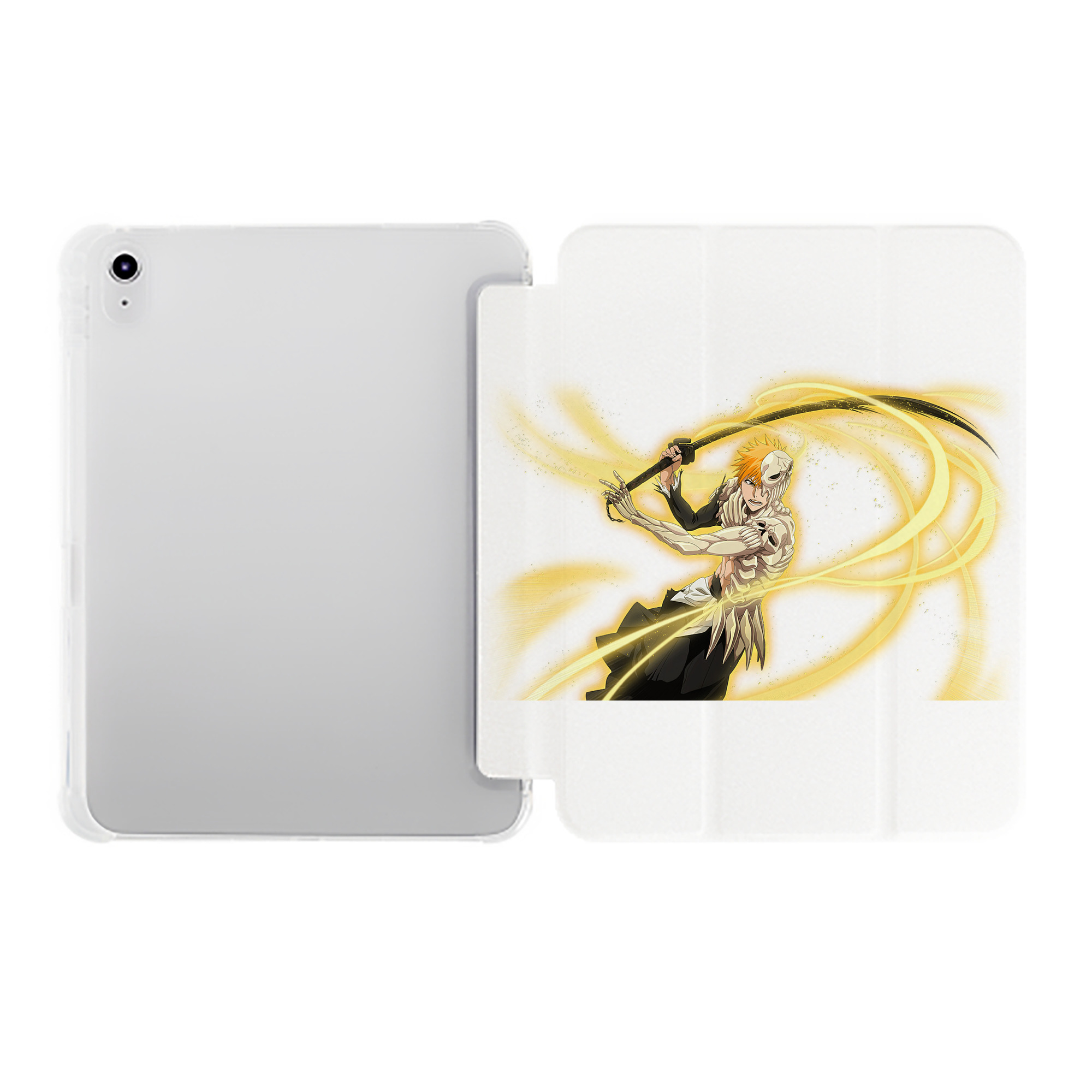 （画像用） ブリーチ 黒崎一護（くろさき いちご）BLEACH Kurosaki Ichigo IPad ケース ペン収納付き 三つ折りスタンド PUレザー×シリコン 対応機種9.5/10.5/10.9インチ